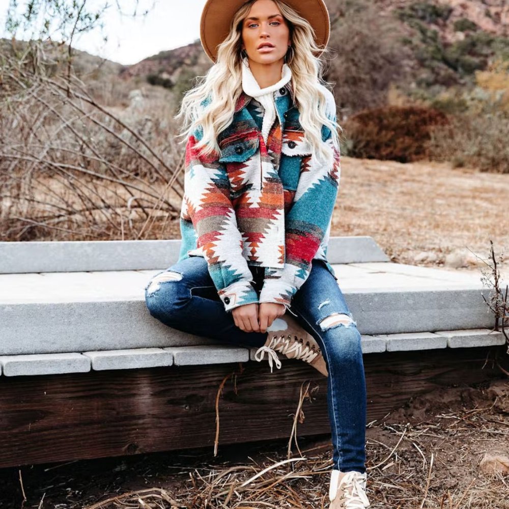 Zion Distressed Button Down Shacket - Rust - image 2